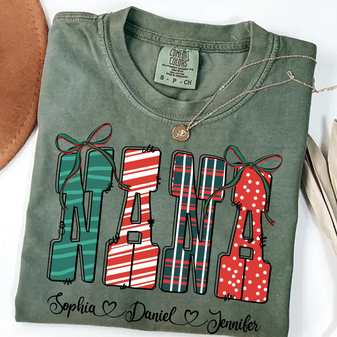 Preppy Christmas Nana, Nana and Grankids Personlized Shirt
