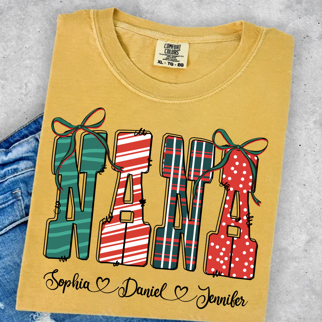 Preppy Christmas Nana, Nana and Grankids Personlized Shirt
