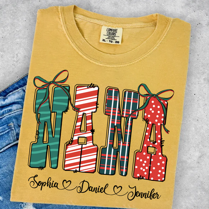 Preppy Christmas Nana, Nana and Grankids Personlized Shirt