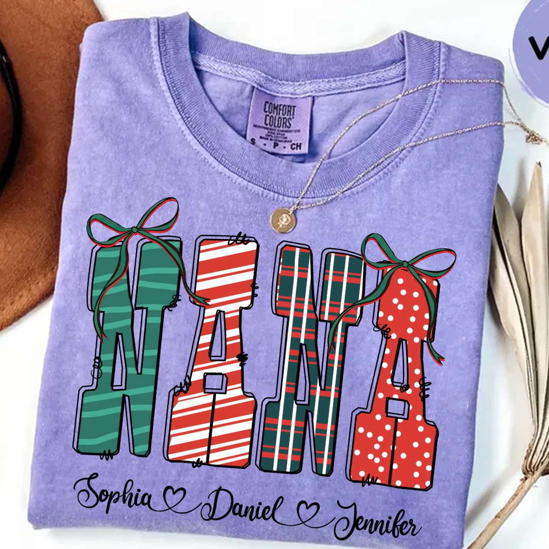 Preppy Christmas Nana, Nana and Grankids Personlized Shirt