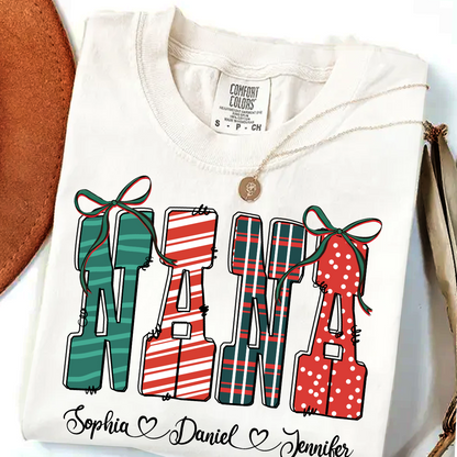 Preppy Christmas Nana, Nana and Grankids Personlized Shirt