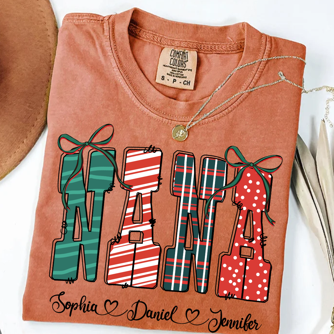 Preppy Christmas Nana, Nana and Grankids Personlized Shirt