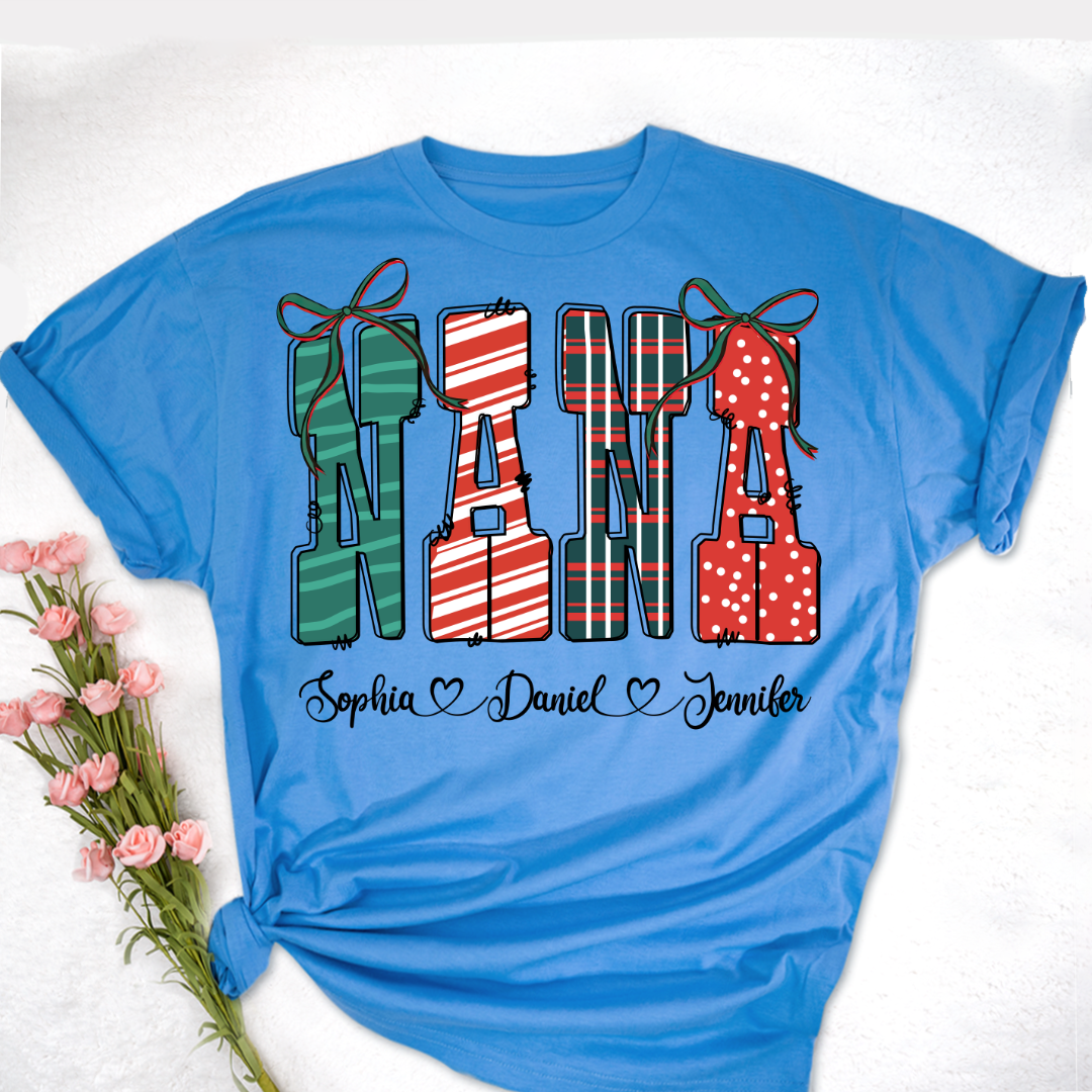 Preppy Christmas Nana, Nana and Grankids Personlized Shirt