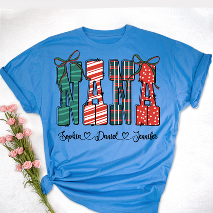 Preppy Christmas Nana, Nana and Grankids Personlized Shirt
