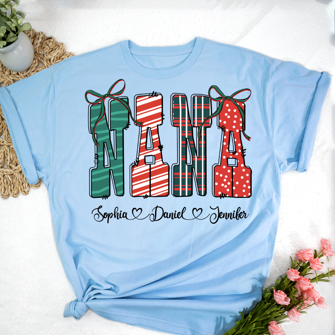 Preppy Christmas Nana, Nana and Grankids Personlized Shirt
