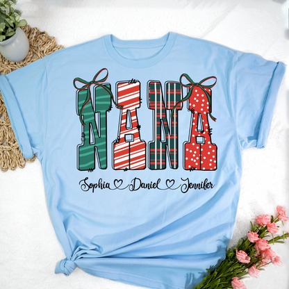 Preppy Christmas Nana, Nana and Grankids Personlized Shirt