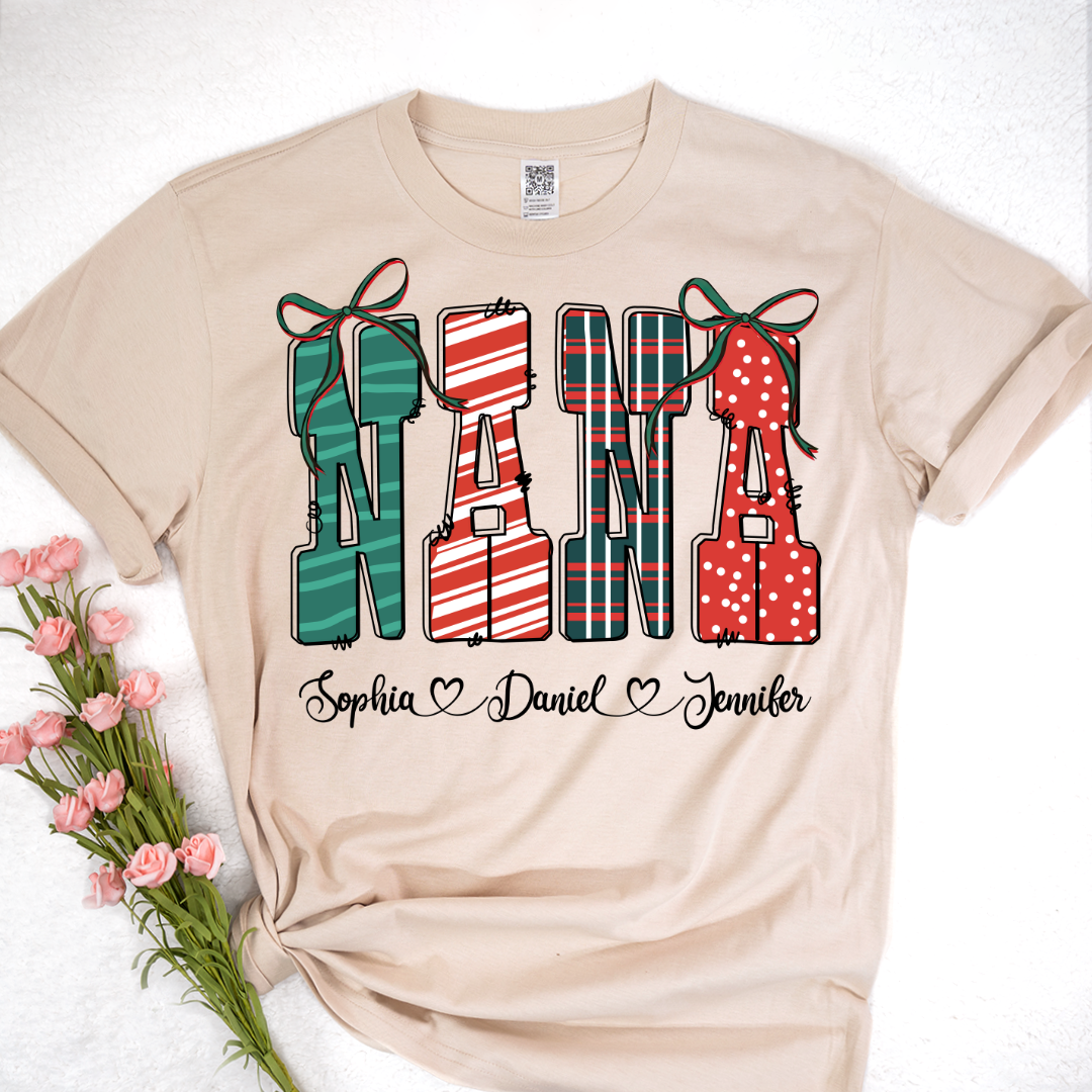 Preppy Christmas Nana, Nana and Grankids Personlized Shirt