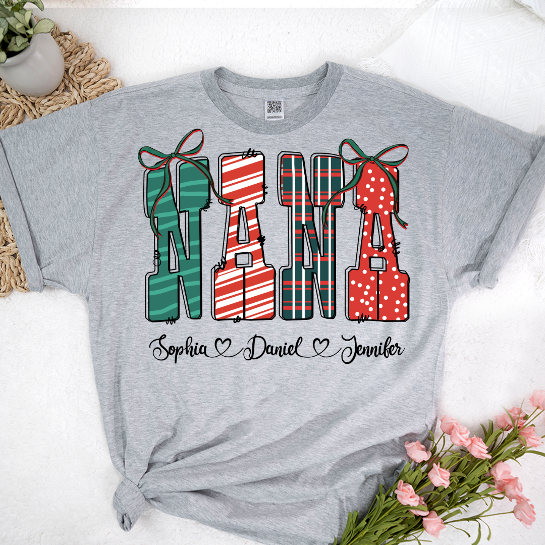 Preppy Christmas Nana, Nana and Grankids Personlized Shirt