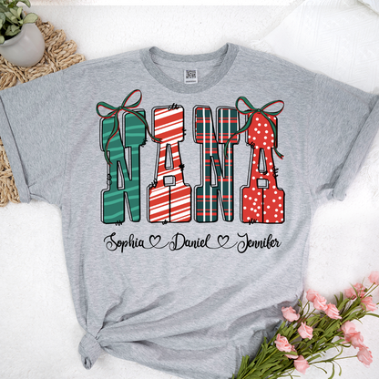 Preppy Christmas Nana, Nana and Grankids Personlized Shirt