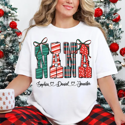 Preppy Christmas Nana, Nana and Grankids Personlized Shirt