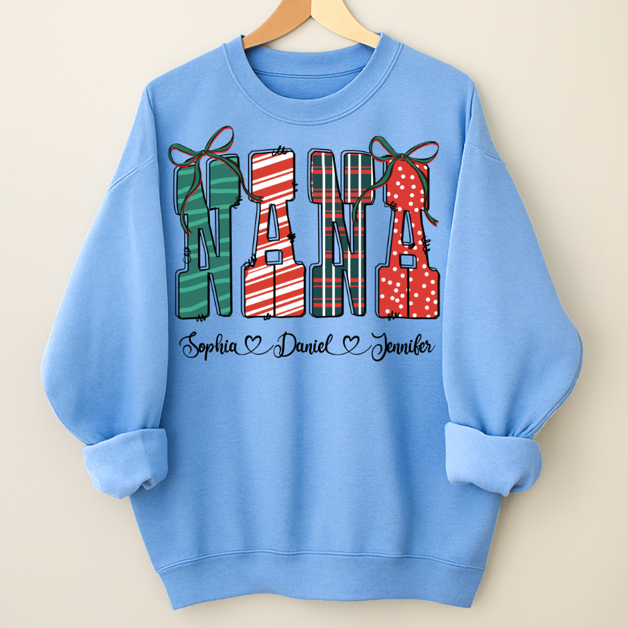 Preppy Christmas Nana, Nana and Grankids Personlized Shirt