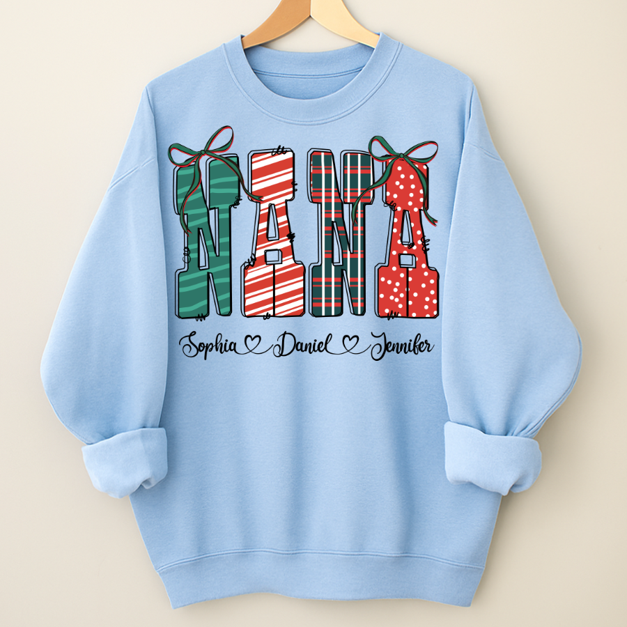 Preppy Christmas Nana, Nana and Grankids Personlized Shirt