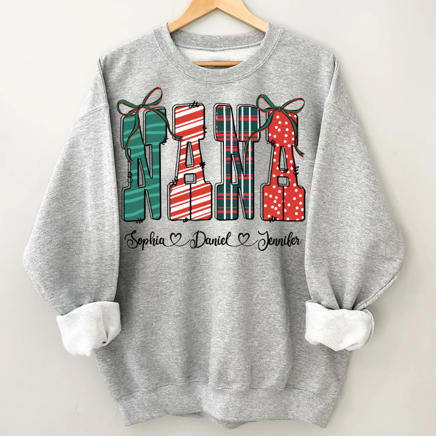 Preppy Christmas Nana, Nana and Grankids Personlized Shirt