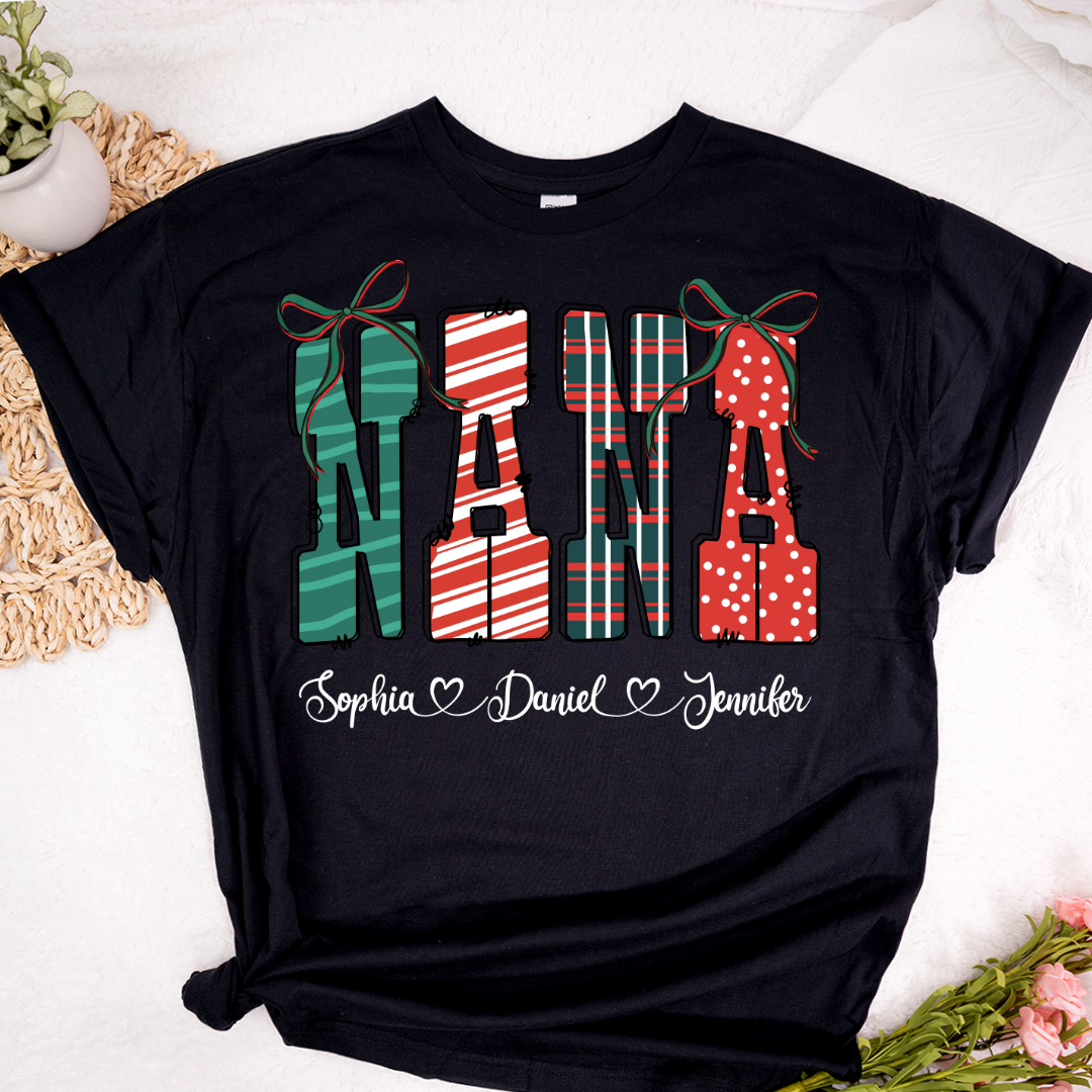 Preppy Christmas Nana, Nana and Grankids Personlized Shirt