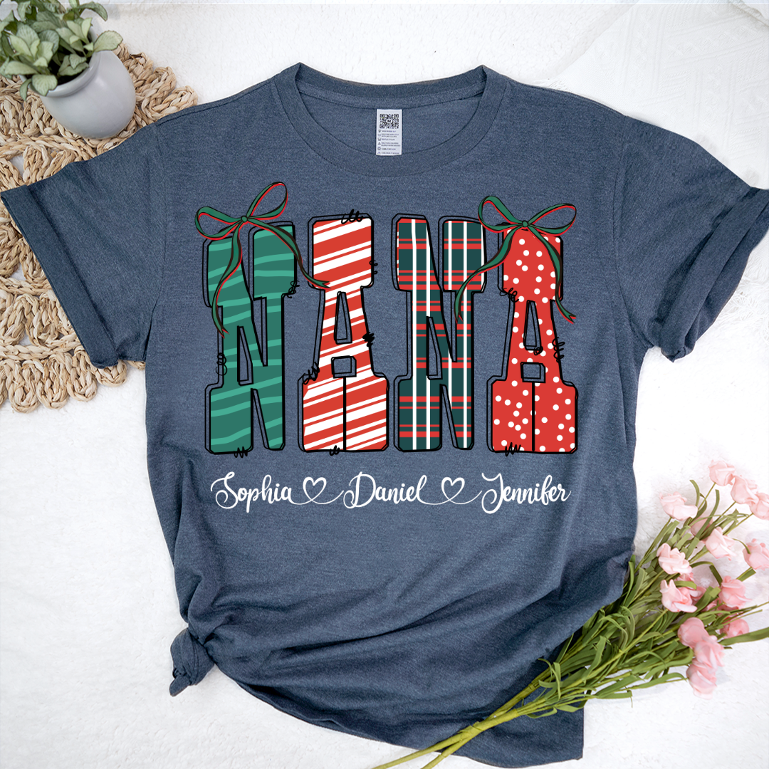 Preppy Christmas Nana, Nana and Grankids Personlized Shirt