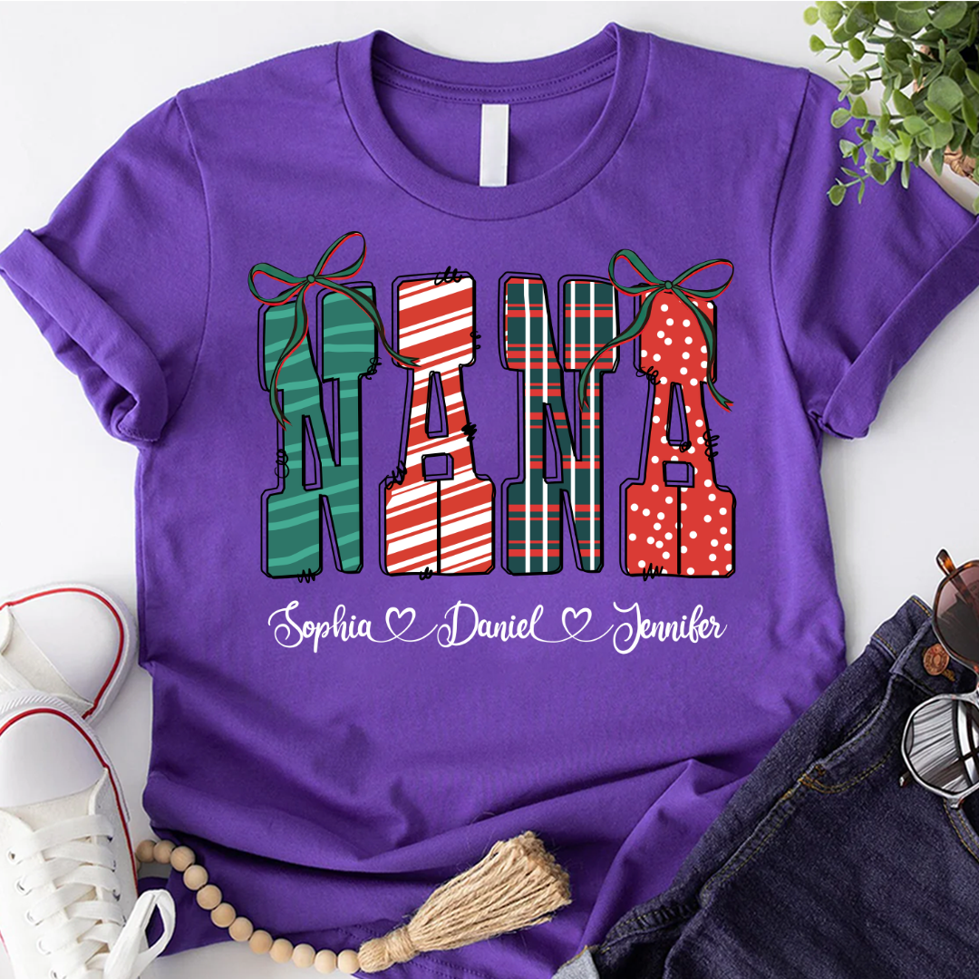 Preppy Christmas Nana, Nana and Grankids Personlized Shirt
