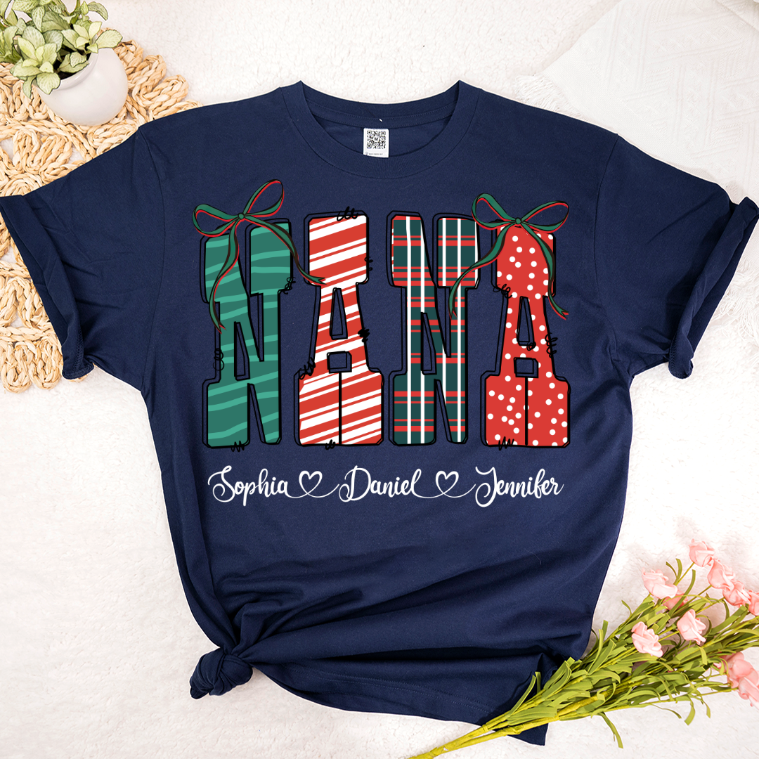 Preppy Christmas Nana, Nana and Grankids Personlized Shirt