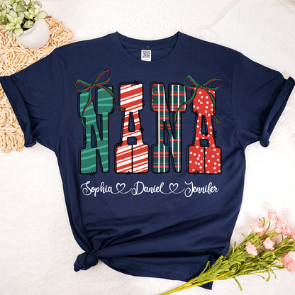 Preppy Christmas Nana, Nana and Grankids Personlized Shirt