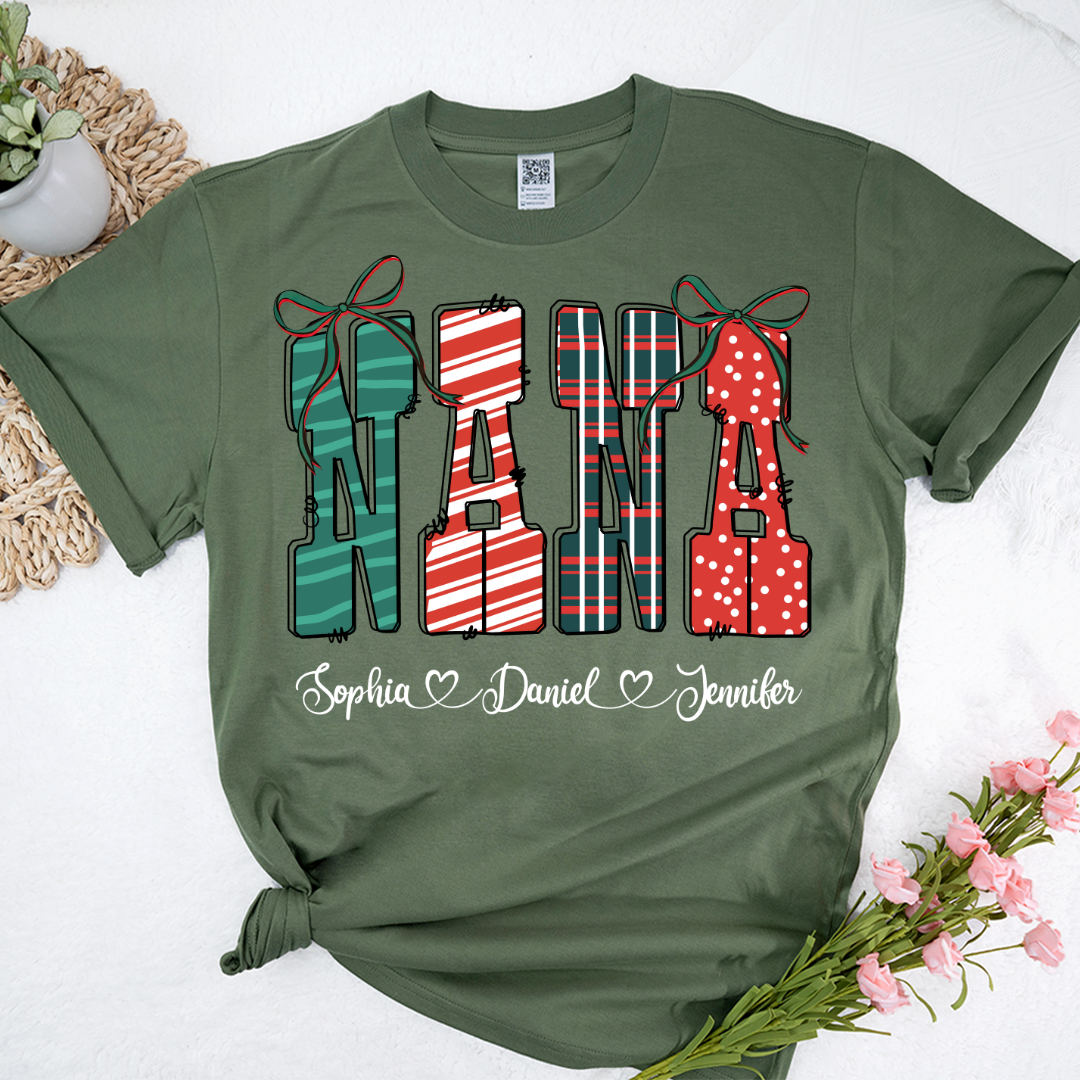 Preppy Christmas Nana, Nana and Grankids Personlized Shirt