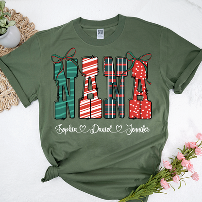 Preppy Christmas Nana, Nana and Grankids Personlized Shirt