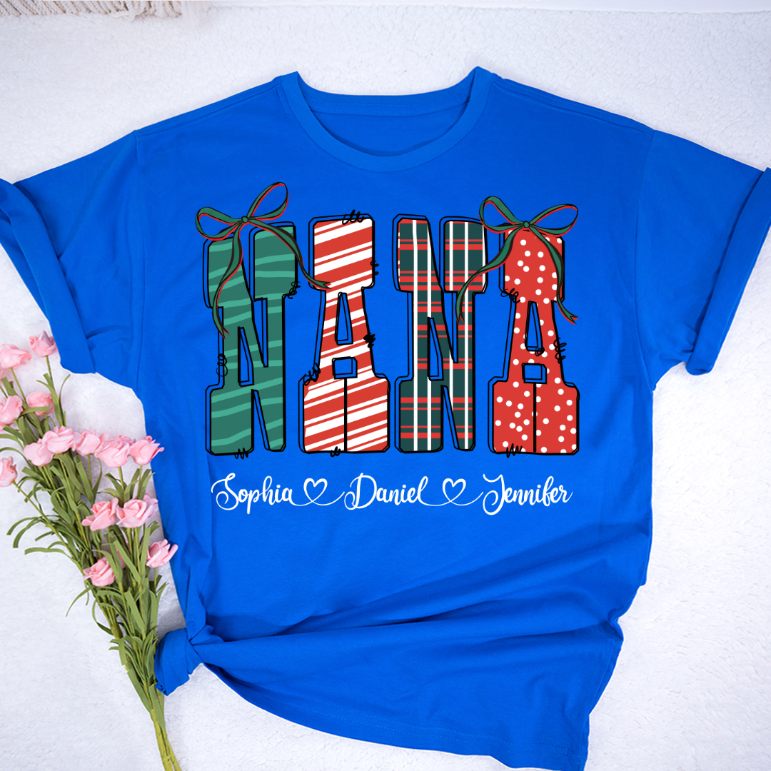 Preppy Christmas Nana, Nana and Grankids Personlized Shirt