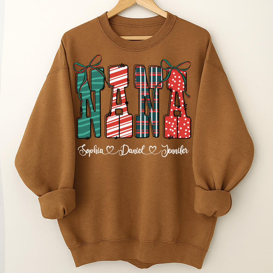 Preppy Christmas Nana, Nana and Grankids Personlized Shirt
