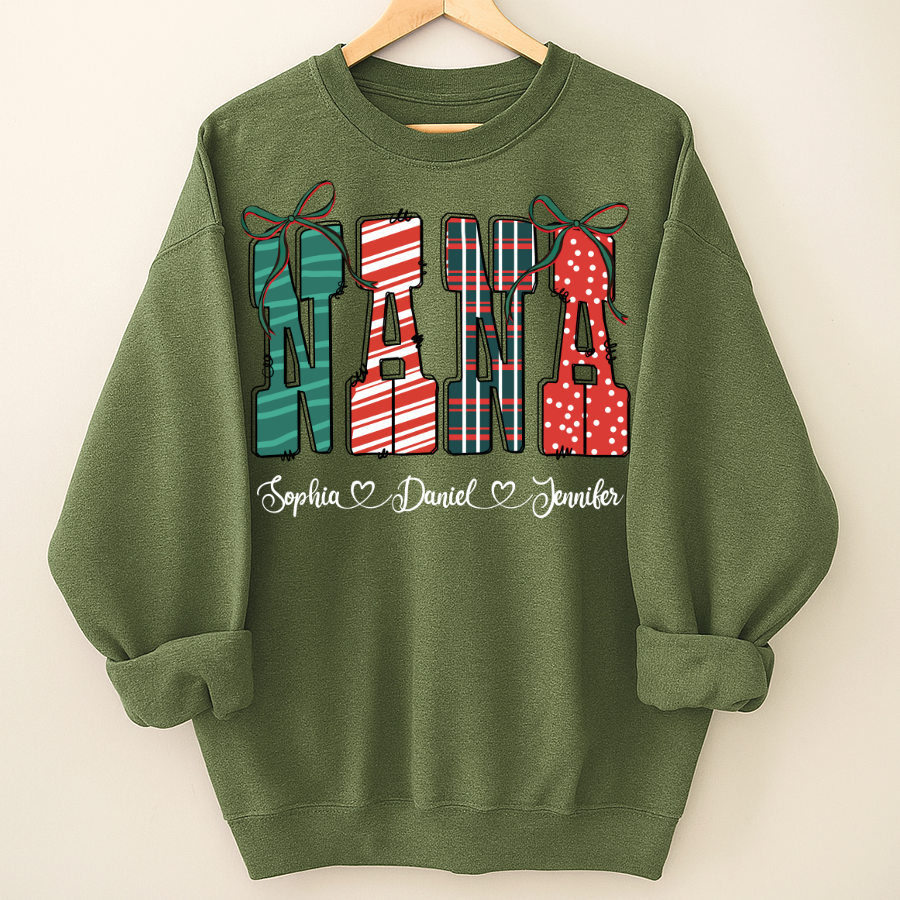 Preppy Christmas Nana, Nana and Grankids Personlized Shirt