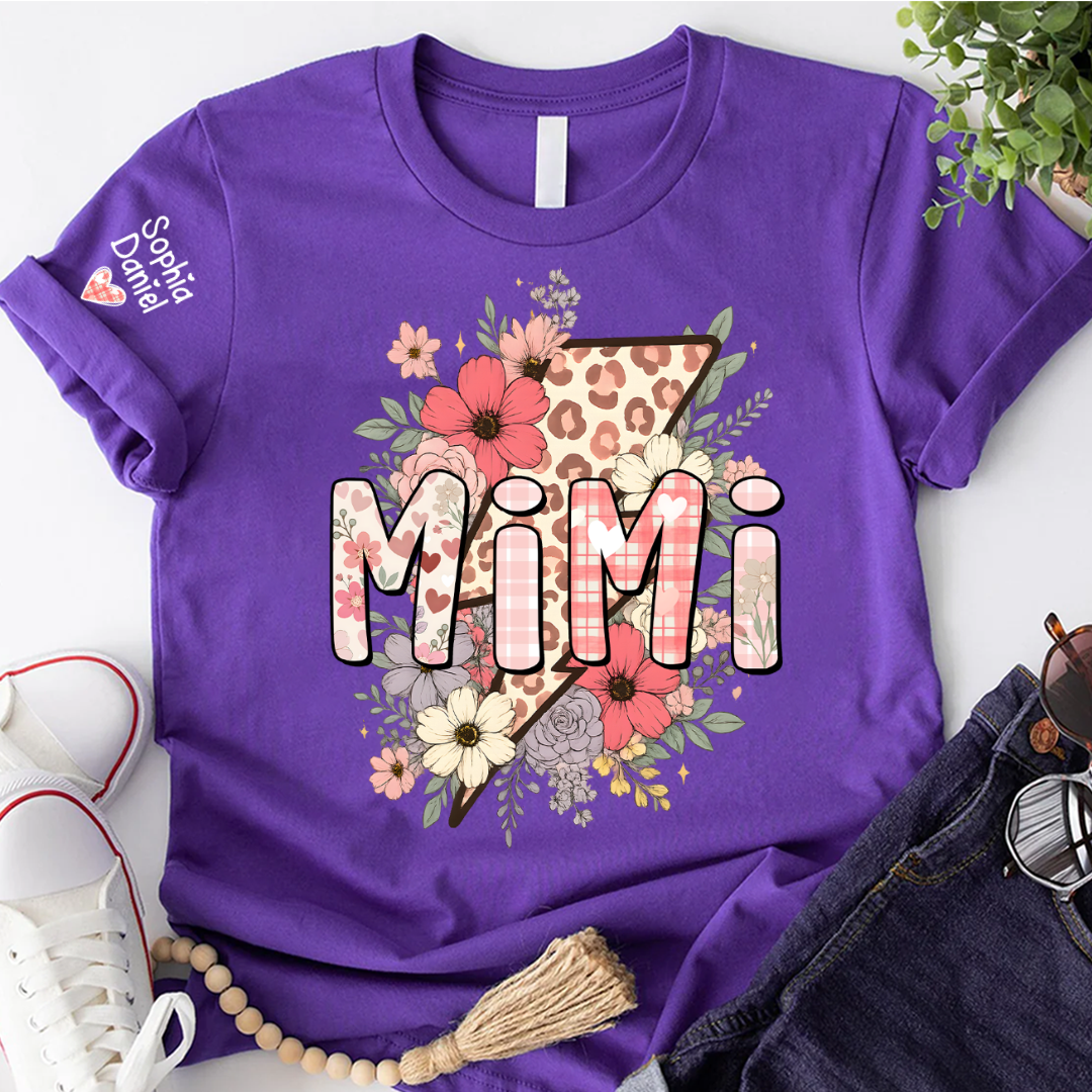 Preppy Pink Mimi, Mama Floral Leopard Mothers Day T-shirt