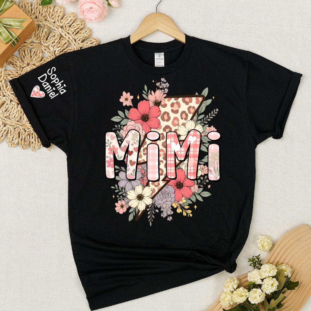 Preppy Pink Mimi, Mama Floral Leopard Mothers Day T-shirt