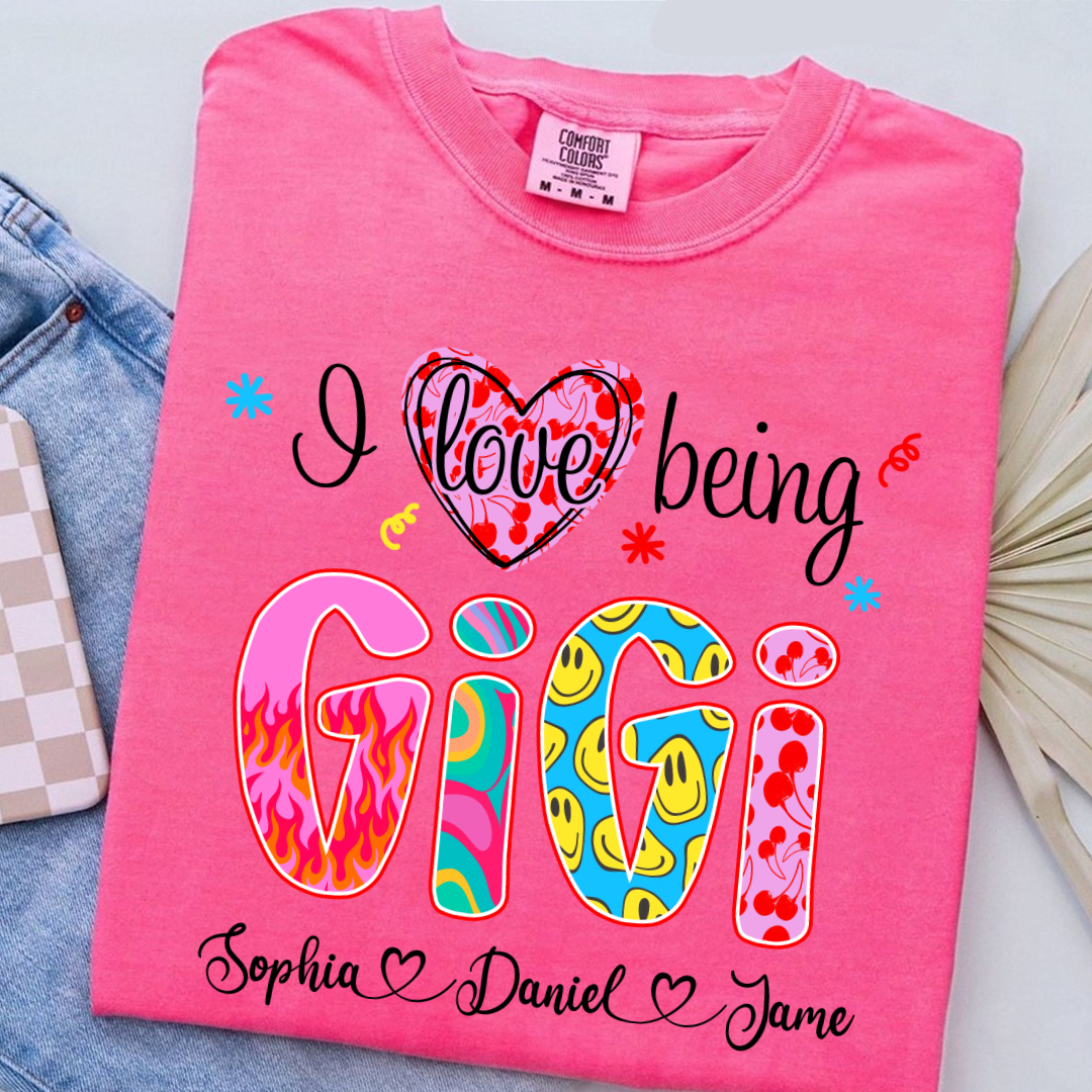 Preppy Trendy Gigi I Love Being Gigi And Grandkids Shirt