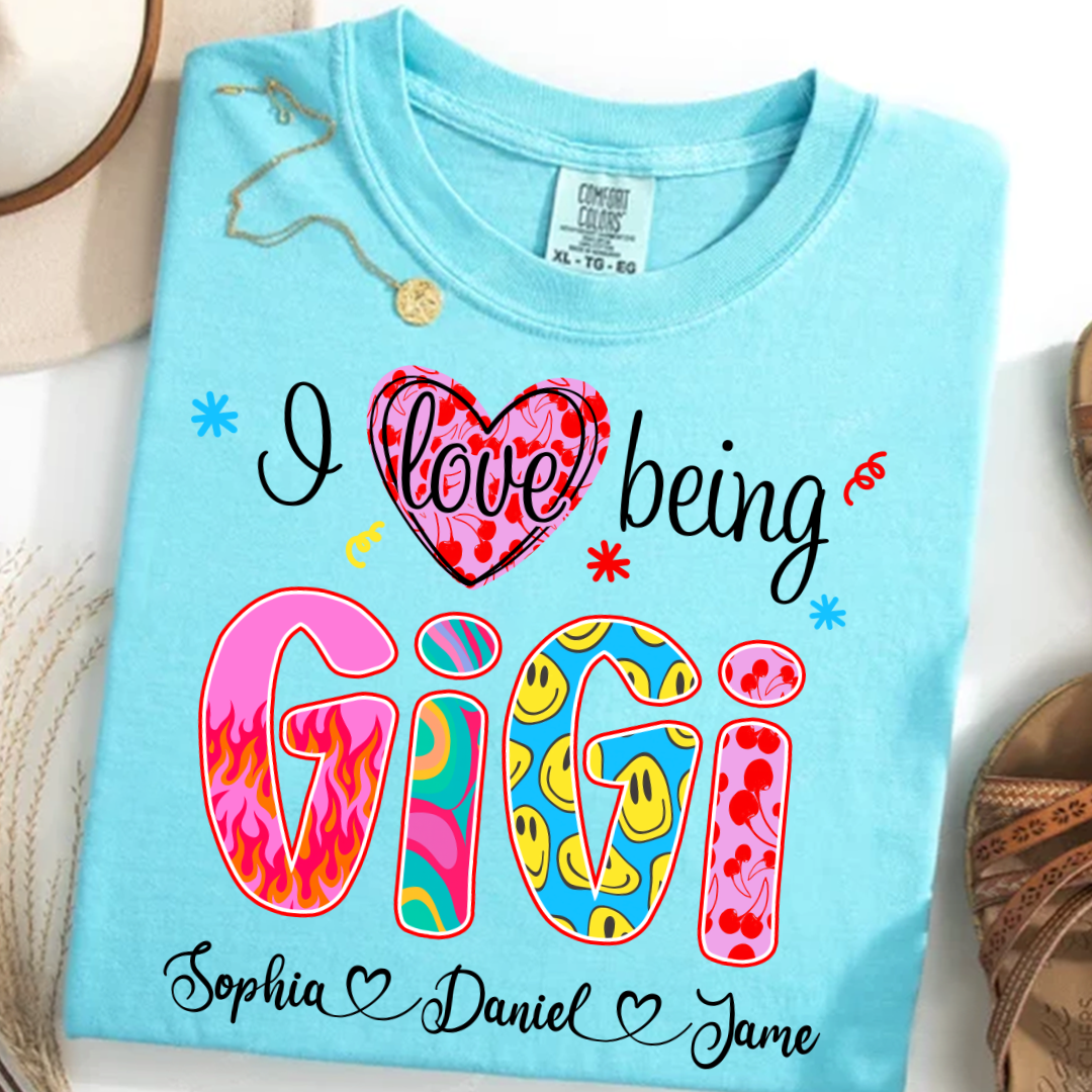 Preppy Trendy Gigi I Love Being Gigi And Grandkids Shirt