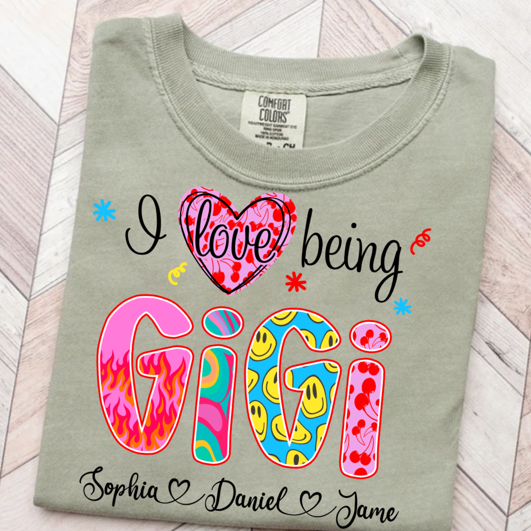 Preppy Trendy Gigi I Love Being Gigi And Grandkids Shirt