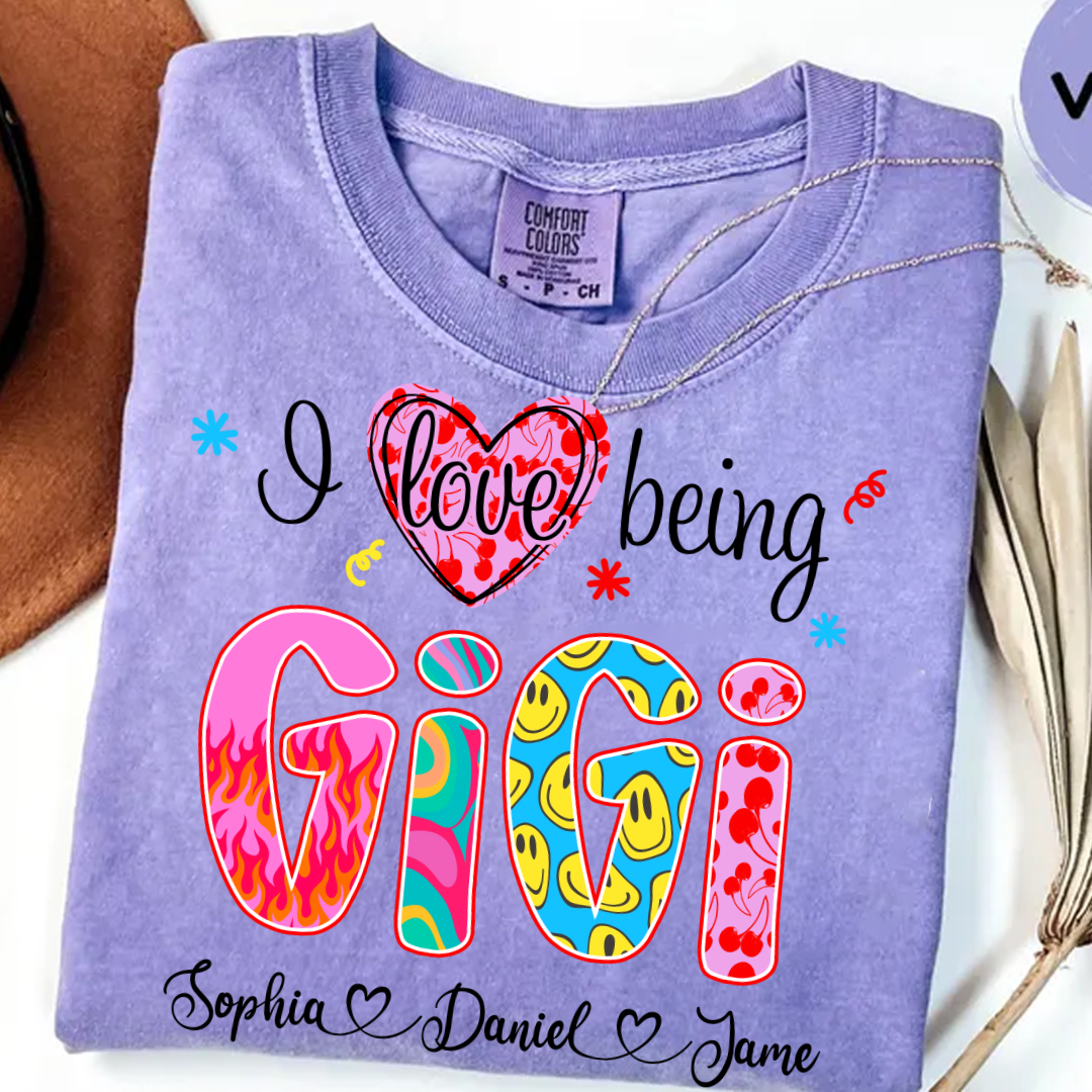 Preppy Trendy Gigi I Love Being Gigi And Grandkids Shirt