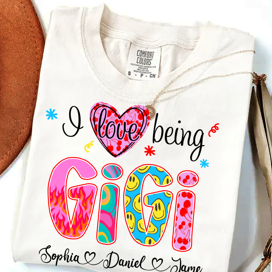 Preppy Trendy Gigi I Love Being Gigi And Grandkids Shirt
