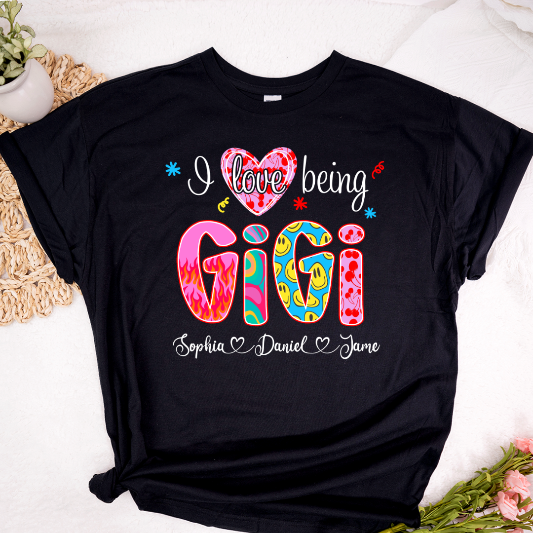 Preppy Trendy Gigi I Love Being Gigi And Grandkids Shirt