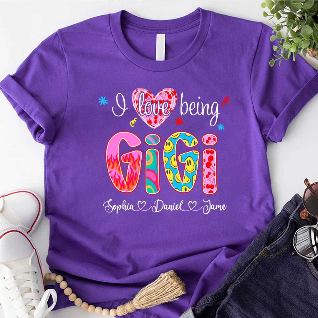 Preppy Trendy Gigi I Love Being Gigi And Grandkids Shirt