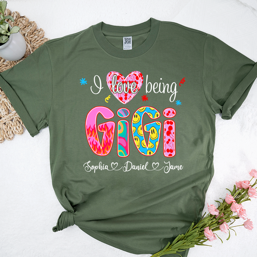 Preppy Trendy Gigi I Love Being Gigi And Grandkids Shirt