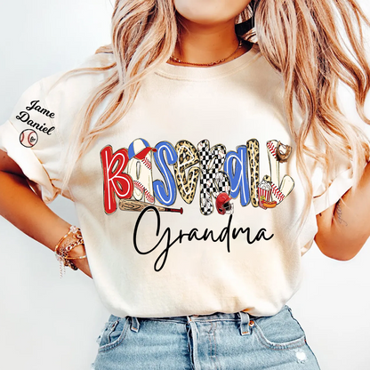 Preppy Baseball Game Day, Baseball Grandma and Grandkids - Tshirt