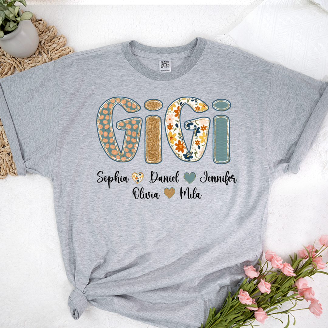 Pumkin Floral Fall Gigi Custom Gigi and Grankids Shirt