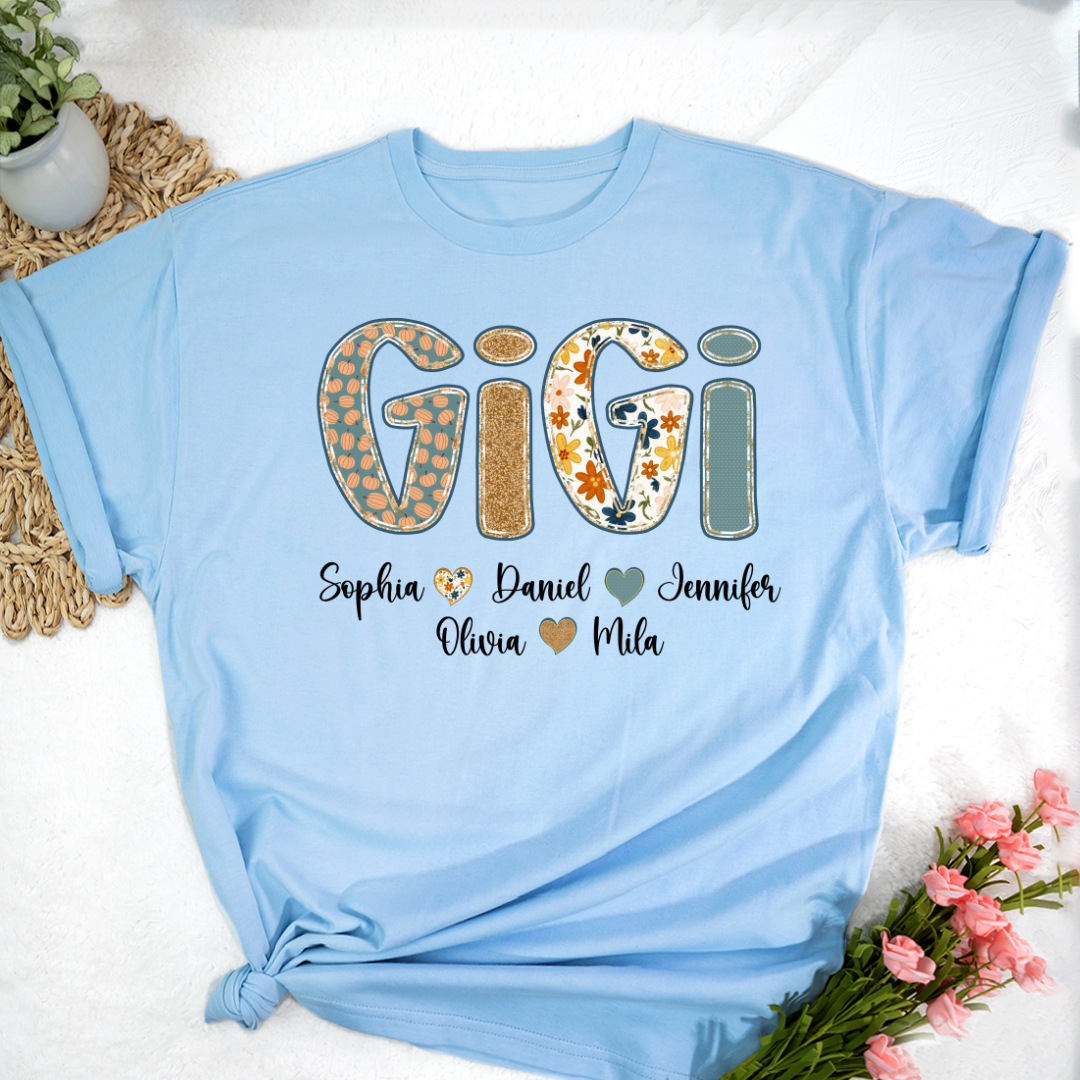 Pumkin Floral Fall Gigi Custom Gigi and Grankids Shirt