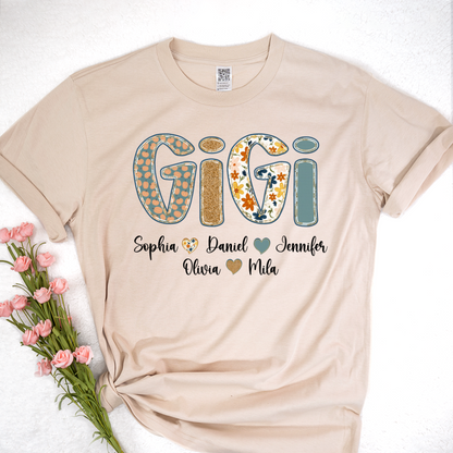 Pumkin Floral Fall Gigi Custom Gigi and Grankids Shirt
