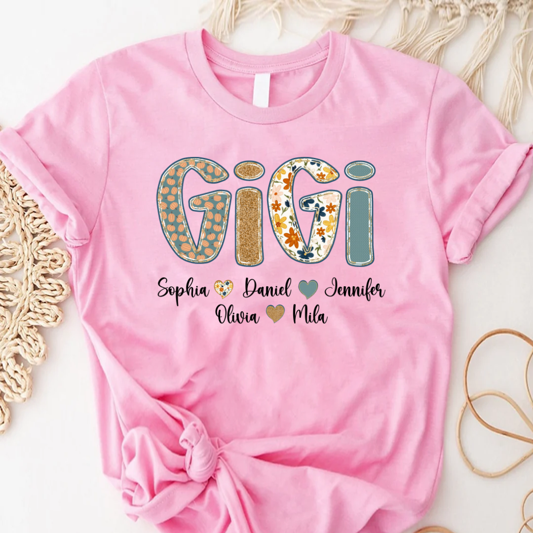 Pumkin Floral Fall Gigi Custom Gigi and Grankids Shirt