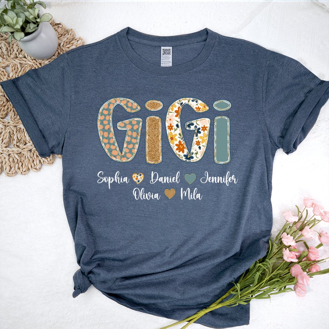 Pumkin Floral Fall Gigi Custom Gigi and Grankids Shirt