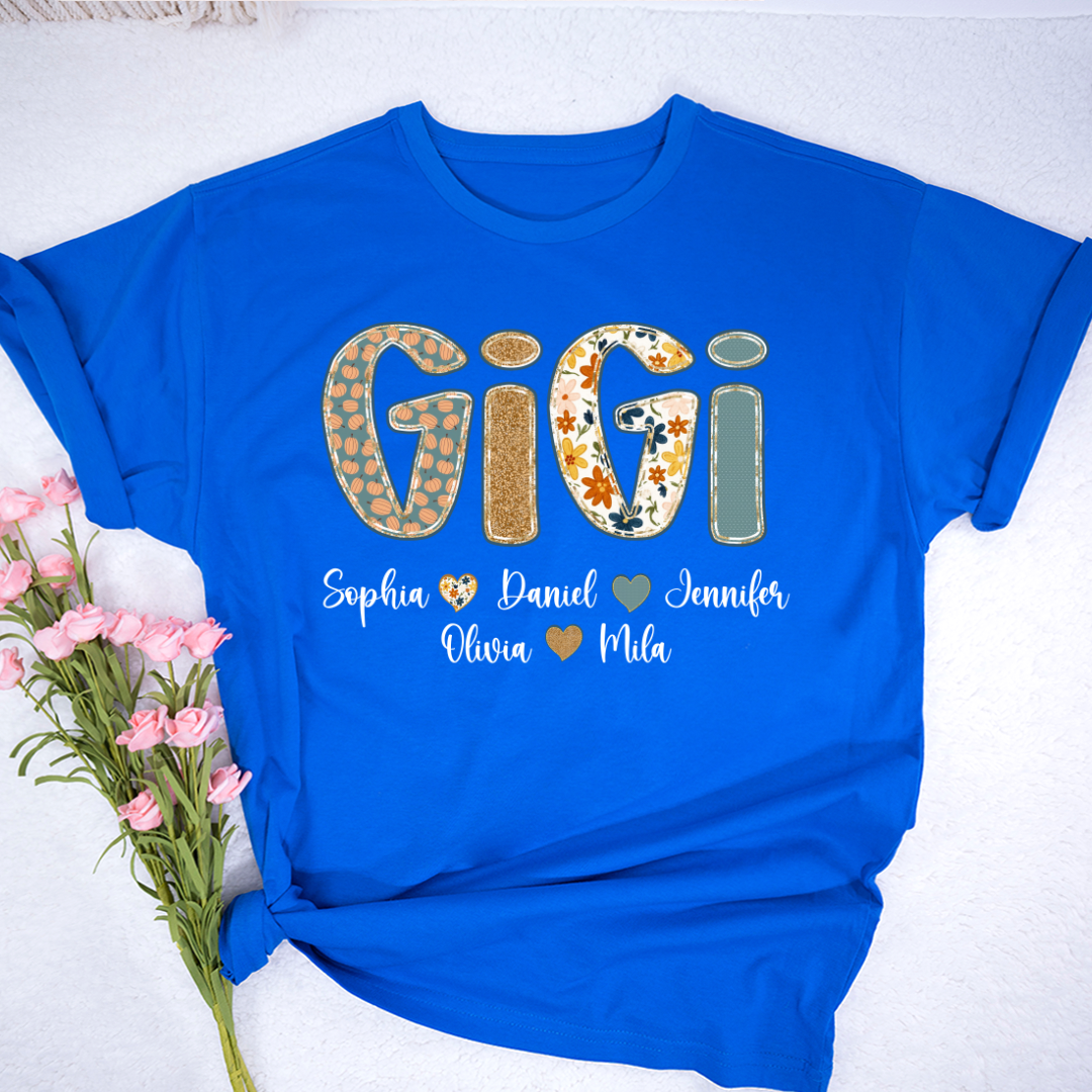 Pumkin Floral Fall Gigi Custom Gigi and Grankids Shirt