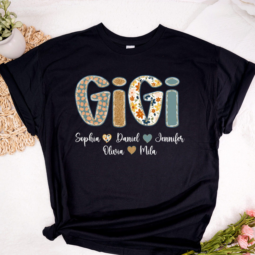 Pumkin Floral Fall Gigi Custom Gigi and Grankids Shirt