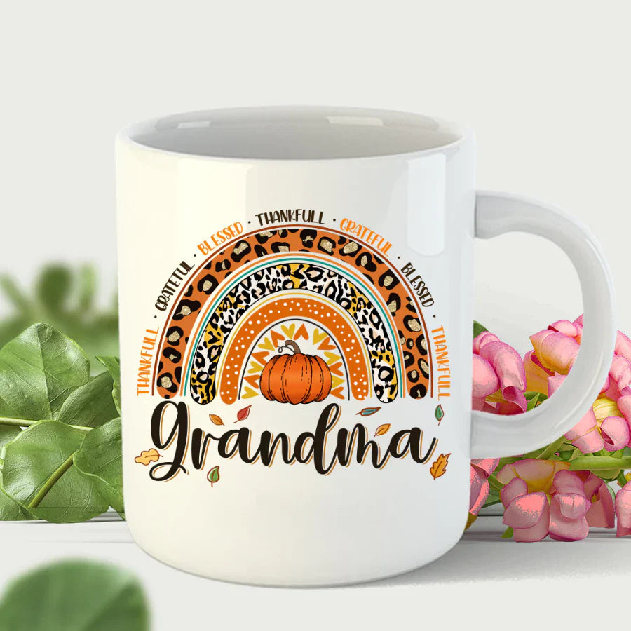 Rainbow Thankfull Grateful Blessed Grandma CTH01 Mug