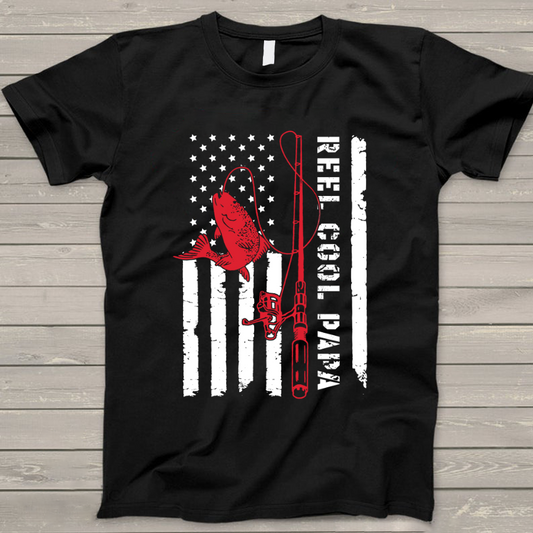 Reel Cool Papa Shirt, Reel Cool Papa American Flag Shirt, Custom Papa T-Shirt