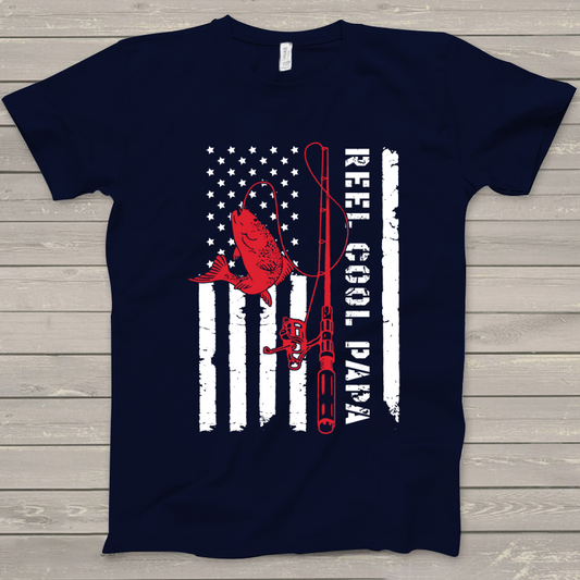 Reel Cool Papa Shirt, Reel Cool Papa American Flag Shirt, Custom Papa T-Shirt