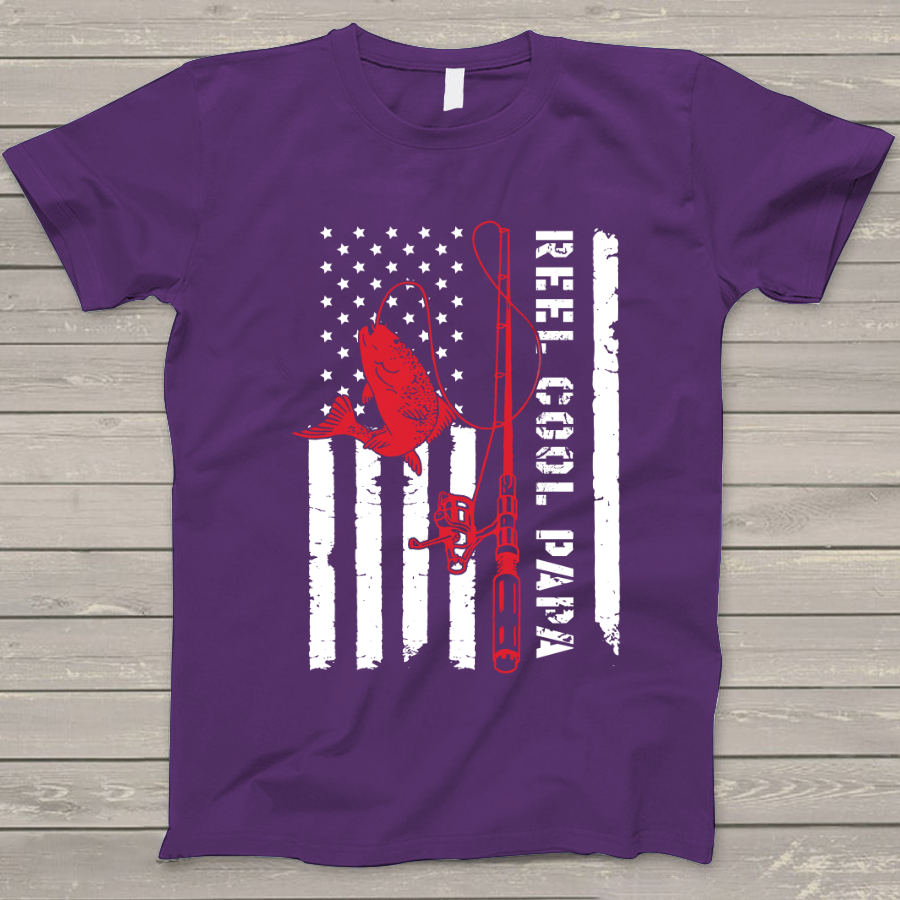 Reel Cool Papa Shirt, Reel Cool Papa American Flag Shirt, Custom Papa T-Shirt