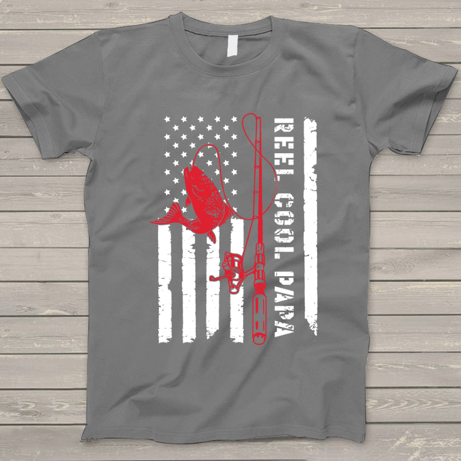 Reel Cool Papa Shirt, Reel Cool Papa American Flag Shirt, Custom Papa T-Shirt